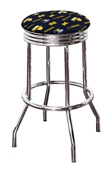 Bar Stool 24" or 29" Tall Featuring a Wolverines Football Team Logo Fabric Covered Swivel Seat Cushion