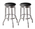 Bar Stools 24" Tall Set of 2 Chrome Retro Style Backless Stools with Black Glitter Vinyl Covered Swivel Seat Cushions