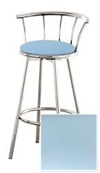 Bar Stool 29" Tall Chrome Finish Stool with a Backrest Featuring a Blue Vinyl Covered Seat Cushion (Newport Blue)
