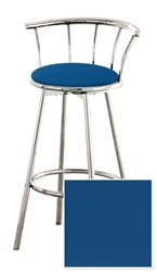 Bar Stool 29" Tall Chrome Finish Stool with a Backrest Featuring a Blue Vinyl Covered Seat Cushion (Seabrook Blue)