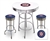 Bar Table Set 3 Piece with a White Table Featuring the Washington Nationals MLB Team Logo Decal and 2-29" Tall Swivel Seat Stools with the Team Logo on Blue Vinyl Covered Seat Cushions