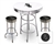 Bar Table Set 3 Piece with a White Table Featuring the Chicago White Sox MLB Team Logo Decal and 2-29" Tall Swivel Seat Stools with the Team Logo on Black Vinyl Covered Seat Cushions