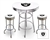 Bar Table Set 3 Piece with a White Table Featuring the Oakland Raiders NFL Team Logo Decal and 2-29" Tall Swivel Seat Stools with the Team Logo on White Vinyl Covered Seat Cushions