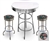 Bar Table Set 3-Piece White and Chrome Table with 2 – 29” Swivel Stools Featuring the St. Louis Cardinals MLB Fleece Team Fabric and Clear Vinyl Covered Seat Cushions