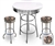 Bar Table Set 3-Piece White and Chrome Table with 2 – 29” Swivel Stools Featuring the Boston Red Sox MLB Fleece Team Fabric and Clear Vinyl Covered Seat Cushions