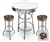 Bar Table Set 3-Piece White and Chrome Table with 2 – 29” Swivel Stools Featuring the San Francisco Giants MLB Fleece Team Fabric and Clear Vinyl Covered Seat Cushions