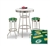 Bar Table Set 3-Piece White and Chrome Table with 2 – 29” Swivel Stools Featuring the Green Bay Packers NFL Team Fabric and Clear Vinyl Covered Seat Cushions