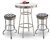 Bar Table Set 3-Piece White and Chrome Table with 2 – 29” Swivel Stools Featuring the Houston Texans NFL Team Fabric and Clear Vinyl Covered Seat Cushions
