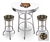 White 3-Piece Pub/Bar Table Set Featuring the Cincinnati Bengals Face NFL Team Logo Decal and 2-29" Team Fabric and Clear Vinyl Covered Swivel Seat Cushions