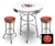 White 3-Piece Pub/Bar Table Set Featuring the Kansas City Chiefs NFL Team Logo Decal and 2-29" Team Fabric and Clear Vinyl Covered Swivel Seat Cushions