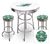 White 3-Piece Pub/Bar Table Set Featuring the Miami Dolphins NFL Team Logo Decal and 2-29" Team Fabric and Clear Vinyl Covered Swivel Seat Cushions