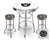 White 3-Piece Pub/Bar Table Set Featuring the Oakland Raiders NFL Team Logo Decal and 2-29" Team Fabric and Clear Vinyl Covered Swivel Seat Cushions