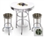 White 3-Piece Pub/Bar Table Set Featuring the Baltimore Ravens NFL Team Logo Decal and 2-29" Team Fabric and Clear Vinyl Covered Swivel Seat Cushions