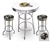 White 3-Piece Pub/Bar Table Set Featuring the New Orleans Saints Helmet NFL Team Logo Decal and 2-29" Team Fabric and Clear Vinyl Covered Swivel Seat Cushions