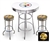 White 3-Piece Pub/Bar Table Set Featuring the Pittsburgh Steelers NFL Team Logo Decal and 2-29" Yellow Team Fabric and Clear Vinyl Covered Swivel Seat Cushions