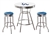 3 Piece White Pub/Bar Table Set Featuring a Team Logo and 2 – 29” Swivel Bar Stools Featuring the LA Dodgers MLB Fleece Team Fabric and Clear Vinyl Covered Seat Cushions