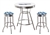 3 Piece White Pub/Bar Table Set Featuring a Team Logo and 2 – 29” Swivel Bar Stools Featuring the Los Angeles Dodgers MLB Cotton Team Fabric and Clear Vinyl Covered Seat Cushions