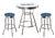 3 Piece White Pub/Bar Table Set Featuring a Team Logo and 2 – 29” Swivel Bar Stools Featuring the Los Angeles Dodgers MLB Cotton Team Fabric and Clear Vinyl Covered Seat Cushions