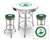 New Gas Themed 3 Piece Bar Table Set Includes 2 Swivel Seat Bar Stools featuring Dino Gas Theme with Green Seat Cushion