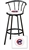 1 - 29" Black Metal Finish Bar Stool with backrest Featuring the Chicago Cubs MLB Team Logo Decal on a White Vinyl Covered Seat Cushion