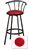 1 - 29" Black Metal Finish Bar Stool with backrest Featuring the Los Angeles Dodgers MLB Team Logo Decal on a Red Vinyl Covered Seat Cushion