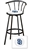 1 - 29" Black Metal Finish Bar Stool with backrest Featuring the San Diego Padres MLB Team Logo Decal on a White Vinyl Covered Seat Cushion