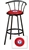 1 - 29" Black Metal Finish Bar Stool with backrest Featuring the Texas Rangers MLB Team Logo Decal on a Red Vinyl Covered Seat Cushion