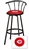 1 - 29" Black Metal Finish Bar Stool with backrest Featuring the Cincinnati Reds MLB Team Logo Decal on a Red Vinyl Covered Seat Cushion