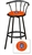 1 - 29" Black Metal Finish Bar Stool with backrest Featuring the Detroit Tigers MLB Team Logo Decal on an Orange Vinyl Covered Seat Cushion