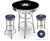 3 Piece Black Pub/Bar Table Featuring the Houston Astros MLB Team Logo Decal with a glass top and 2 Blue Vinyl Team Logo Decal Swivel Stools