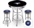 3 Piece Black Pub/Bar Table Featuring the Toronto Blue Jays MLB Team Logo Decal with a glass top and 2 Blue Vinyl Team Logo Decal Swivel Stools