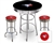 3 Piece Black Pub/Bar Table Featuring the Toronto Blue Jays MLB Team Logo Decal and 2 Red Vinyl Team Logo Decal Swivel Stools