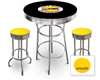 New Gasoline Themed 3 Piece Chrome Bar Table Set with 2 Stools Featuring Hot Rod Premium Logo Theme and Seat Cushion Color