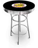 New Vintage Gasoline Themed 42" Tall Chrome Metal Bar Table with Black Table Top Featuring Hot Rod Supreme Logo Theme!