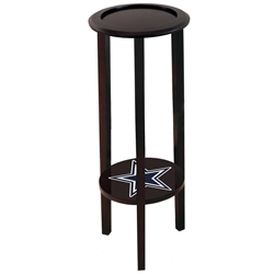 Dark Cappuccino / Espresso Plant Stand Accent Table with the Dallas Cowboys Team Logo