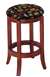 1 - 24" Tall Wood Bar Stool with a Cherry Finish Featuring a Blackhawks Hockey Team Logo Fabric Covered Swivel Seat Cushion