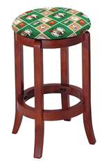 1 - 24" Tall Wood Bar Stool with a Cherry Finish Featuring a Celtics Basketball Team Logo Fabric Covered Swivel Seat Cushion