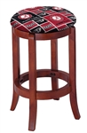 1 - 24" Tall Wood Bar Stool with a Cherry Finish Featuring a Crimson Tide A Football Team Logo Fabric Covered Swivel Seat Cushion