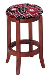 1 - 24" Tall Wood Bar Stool with a Cherry Finish Featuring a Crimson Tide A Football Team Logo Fabric Covered Swivel Seat Cushion