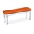 Orange Vinyl White Wooden Dining Bench