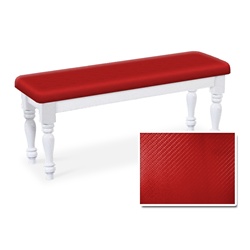 Red Textured Vinyl White Wooden Dining Bench