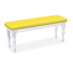 Yellow Vinyl White Wooden Dining Bench