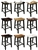 1 - 29" Tall Modern Angled Solid Wood Comfortable Bar/Game Room/Kitchen Bar Stool with an Authentic Cowhide Covered Seat Cushion