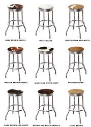 1 – 24” Chrome Metal Bar Stool with a Swivel Seat Featuring Your Choice of an Authentic Cowhide Seat Cushion