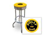 New 29" Tall Chrome Swivel Seat Bar Stool featuring Polly Gas Theme with Yellow Seat Cushion