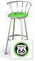 New 24" Tall Chrome Swivel Seat Bar Stool featuring Route 66 Theme with Bright Seat Cushion