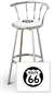 New 24" Tall Chrome Swivel Seat Bar Stool featuring Route 66 Theme with White Seat Cushion