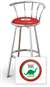 New 24" Tall Chrome Swivel Seat Bar Stool featuring Dino Gas Theme with Red Seat Cushion