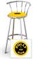 New 24" Tall Chrome Swivel Seat Bar Stool featuring Polly Gas Theme with Yellow Seat Cushion