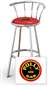 New 24" Tall Chrome Swivel Seat Bar Stool featuring Polly Gas Theme with Red Seat Cushion